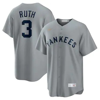 mens nike babe ruth gray new york yankees road cooperstown 